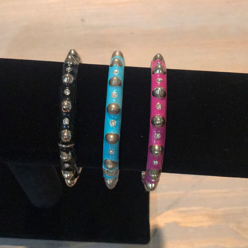 Set of three enamel bangles